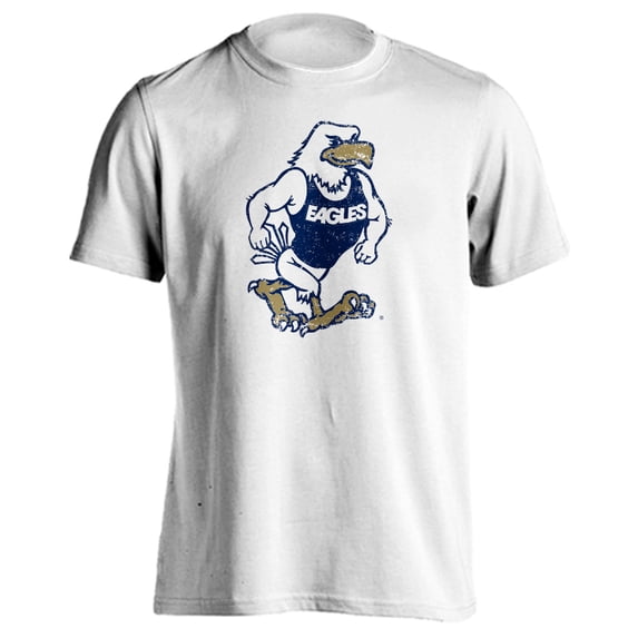 Georgia Southern Eagles GSU Strutting Eagle Distressed Short Sleeve T-Shirt (White, 2XL)