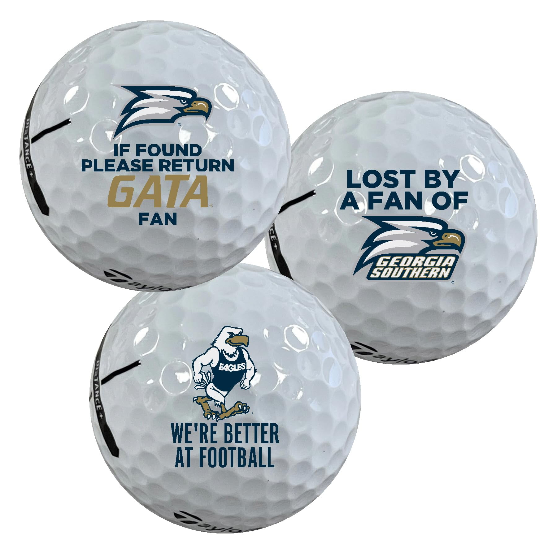 Georgia Southern University Eagles Edition Funny Officially Licensed NCAA Taylormade Distance+ Golf Balls 12-Pack (Dozen)