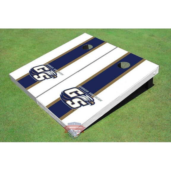 Georgia Southern University "GS" Blue And White Matching Long Stripe Cornhole Boards