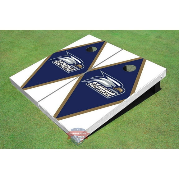 Georgia Southern University Head Logo Blue And White Matching Diamond Cornhole Boards