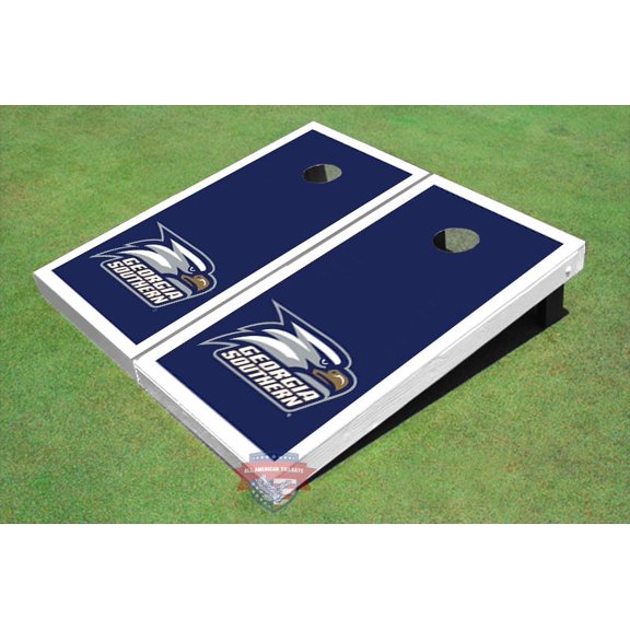 Georgia Southern University Head Logo Blue Matching Border Cornhole Boards