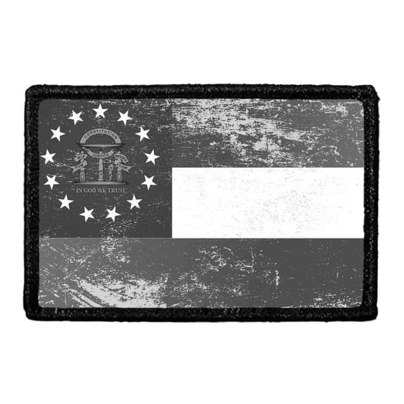 Georgia State Flag - Black and White - Distressed - Removable Patch