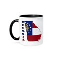 thumbnail image 1 of 3dRose, Georgia state flag in the outline map and letters of Georgia, 11oz Two-Tone Black Mug, 1 of 7