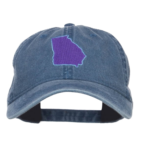 Georgia State Map Embroidered Washed Cap - Navy OSFM