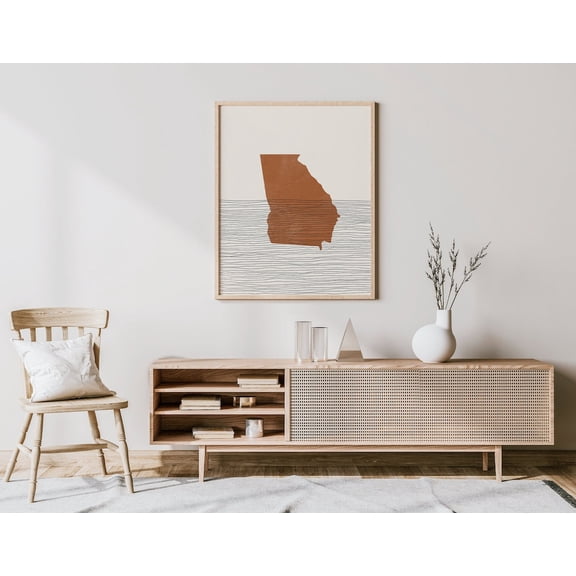 Georgia State Map Mid Century Wall Art Decor Unframed Paper Print