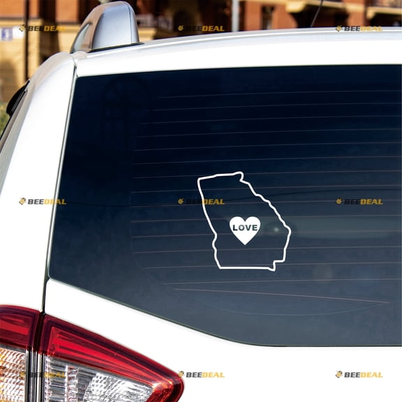 Georgia State Map Outline Sticker Decal Vinyl Love Home - 2 Pack White 4" - For Car Boat Laptop Cup No Background Die-cut