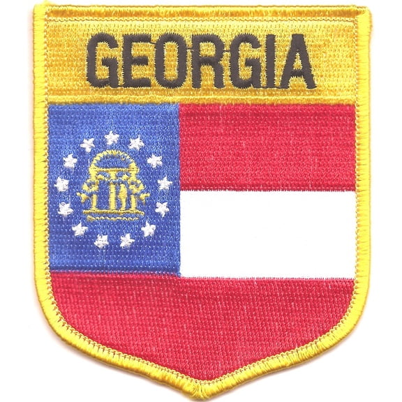 Georgia State Shield Patch; Measure 3 1/8'" x 3 1/2", Embroidered Iron On or Sew On Shield Patch Flag Emblem