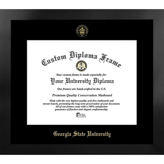 Georgia State University 17w x 14h Manhattan Black Single Mat Gold Embossed Diploma Frame with Bonus Campus Images Lithograph (value savings at $59)
