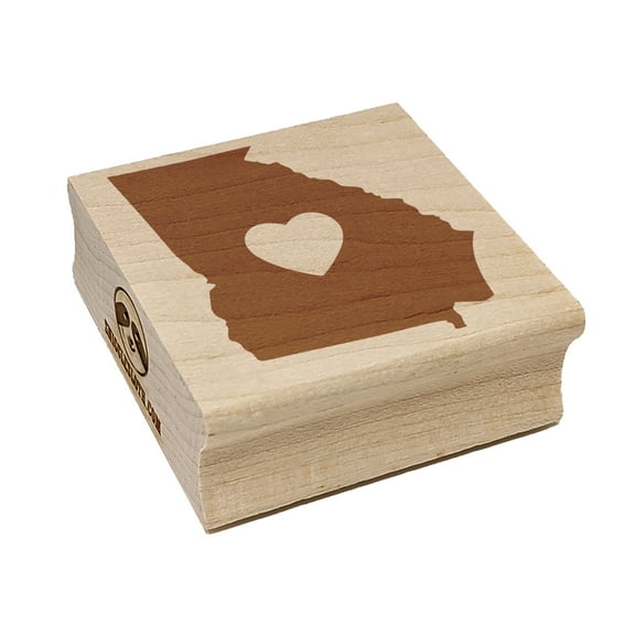 Georgia State with Heart Square Rubber Stamp Stamping Scrapbooking Crafting - Large 2.75in