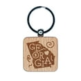 thumbnail image 1 of Georgia State with Text Swirls Square Keychain Charm Tag - Engraved Wood, 1 of 6