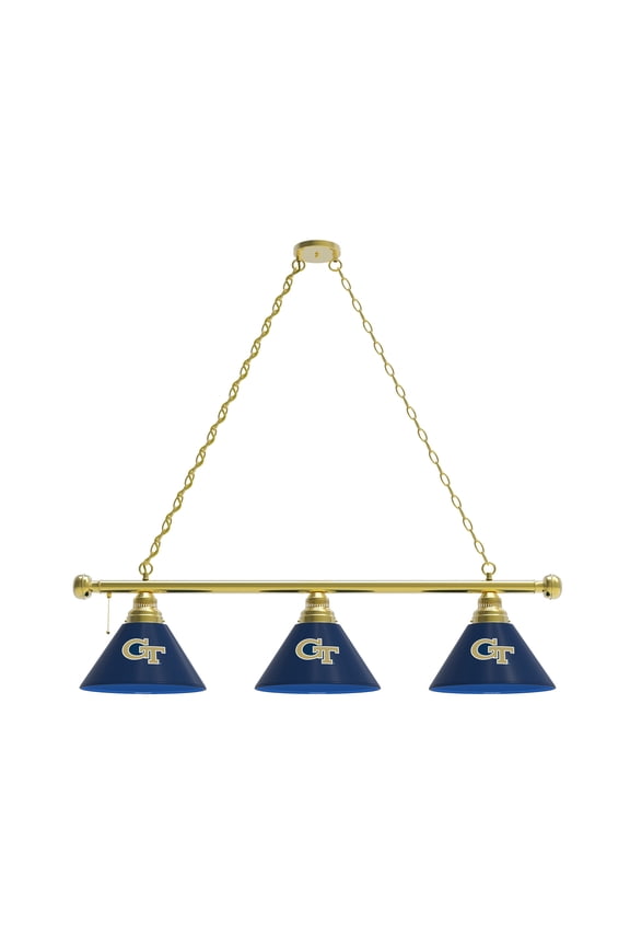 Georgia Tech 3 Shade Billiard Light with Brass Fixture