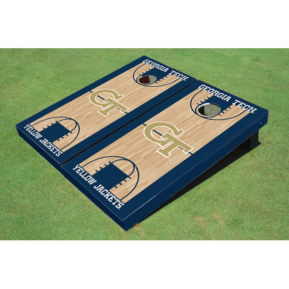 Georgia Tech Navy Matching Basketball Court Custom Cornhole Boards