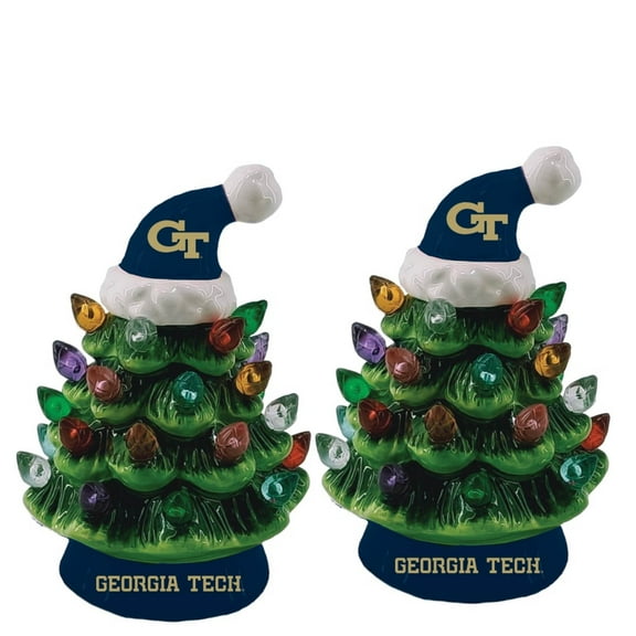 Georgia Tech Yellow Jackets 2-Pack 4" Ceramic LED Christmas Tree Set