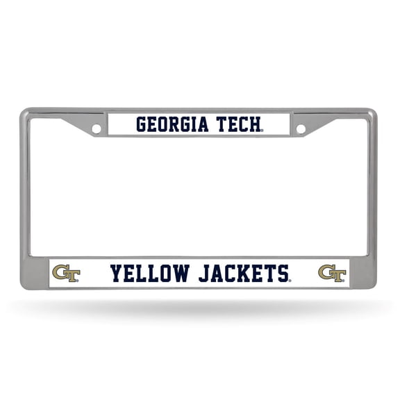 Georgia Tech NCAA Yellow Jackets - 12" x 6" Standard Size - Chrome Metal License Plate Frame