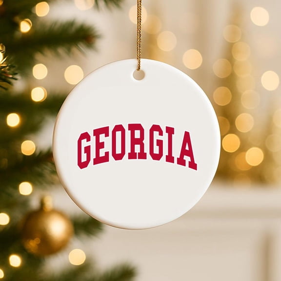 Georgia Throwback Design Classic 2D FLAT CIRCLE Ceramic Ornament