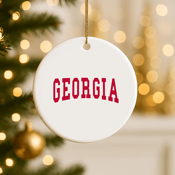 Georgia Throwback Design Classic 2D FLAT CIRCLE Ceramic Ornament