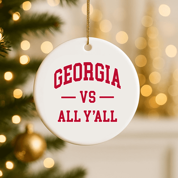 Georgia Throwback Design Classic 2D FLAT CIRCLE Ceramic Ornament