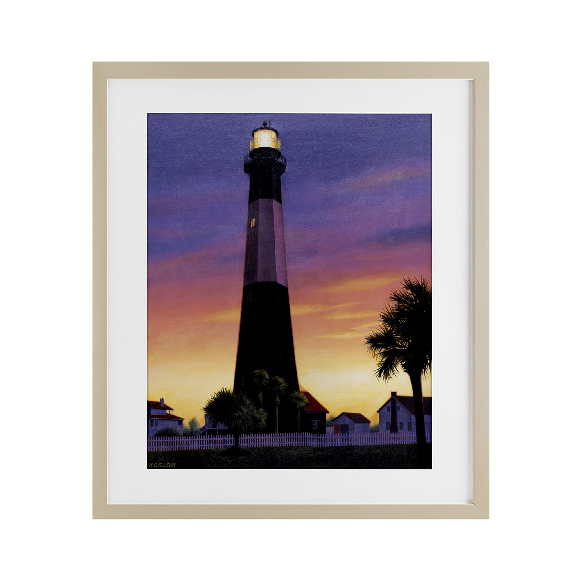 Georgia Tybee Island Lighthouse Birch Framed Print Under Glass, design by Wind River Studios