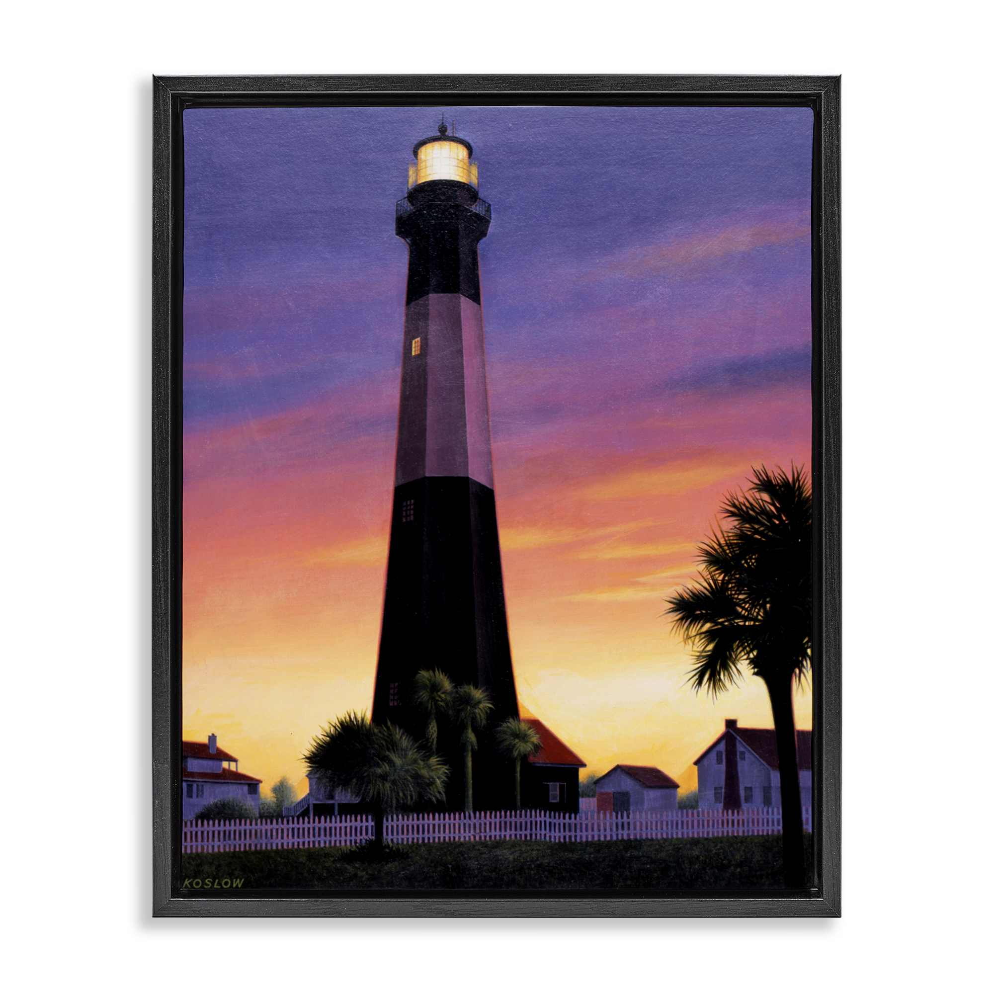 Georgia Tybee Island Lighthouse Black Framed Floater Canvas Wall Art, design by Wind River Studios