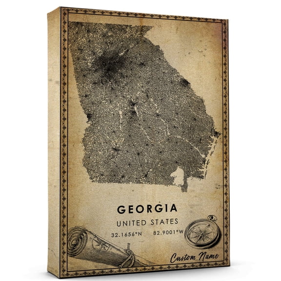 Georgia US Map Poster, Georgia United States road Map Art Poster, Canvas,, Georgia US Map Canvas - 89AZ1340