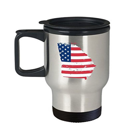 Georgia USA Flag Travel Mug - 14 oz Stainless Steel Coffee Cup | Unique State Gift