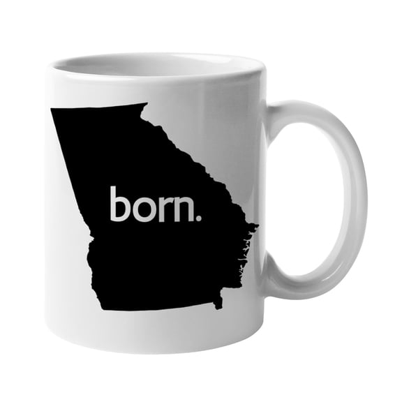 Georgia USA State Born & GA Map Outline, US Citizen Coffee & Tea Mug Cup (11oz)