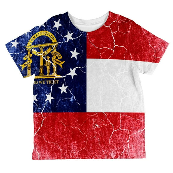 Georgia Vintage Distressed State Flag All Over Toddler T Shirt