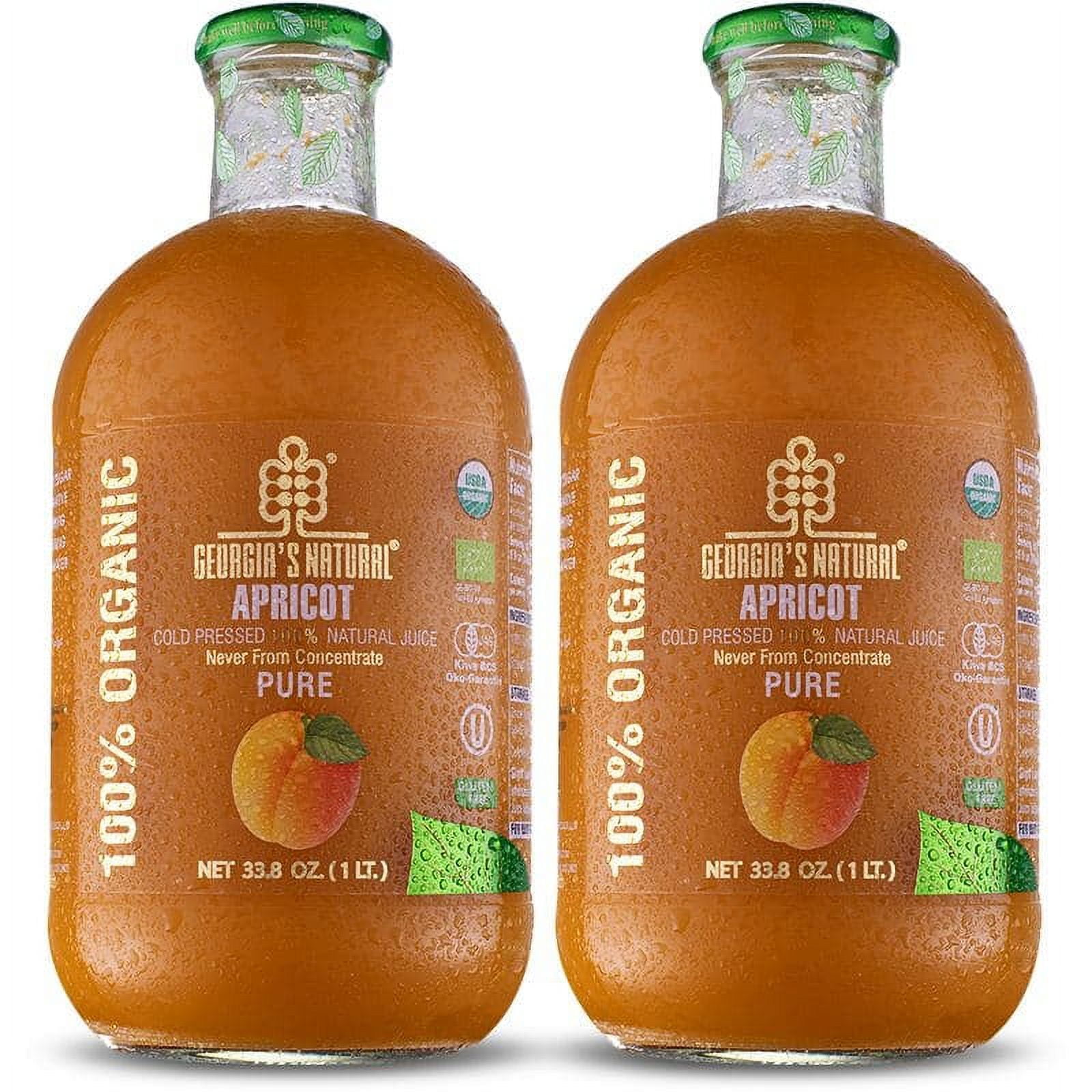 Natural Apricot Juice 33.8Fl Oz 2 Bottles Cold Pressed