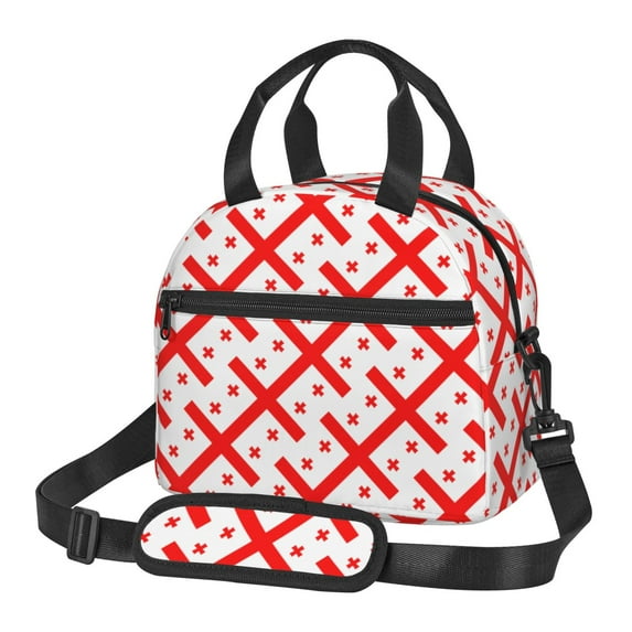 Georgian Flag Insulated Adults Lunch Bag with Removable Shoulder Strap&Front Pocket Lunch Tote Box Reusable Cooler Bag