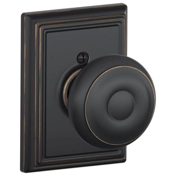 Georgian Knob with Addison Trim Non-Turning Lock, Aged Bronze (F170 GEO 716 ADD)
