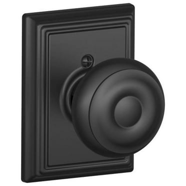 Georgian Knob with Addison Trim Non-Turning Lock, Matte Black (F170 GEO 622 ADD)