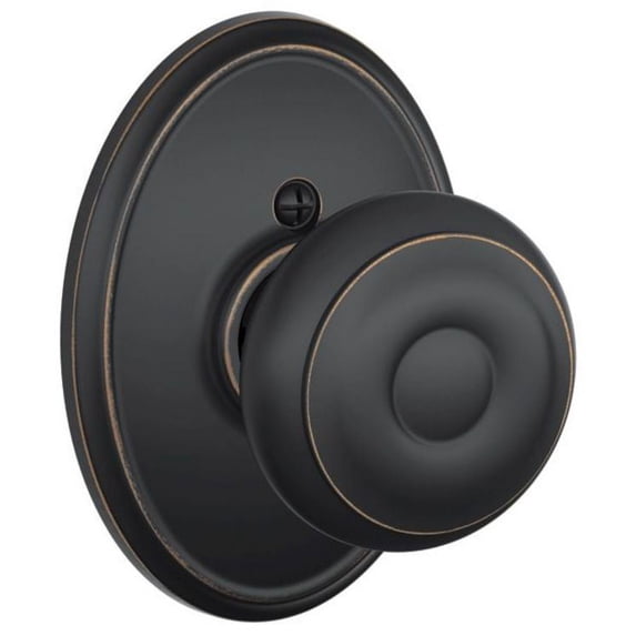 Georgian Knob with Wakefield Trim Non-Turning Lock, Aged Bronze (F170 GEO 716 WKF)