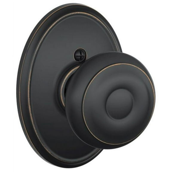 Georgian Knob with Wakefield Trim Non-Turning Lock, Aged Bronze (F170 GEO 716 WKF)