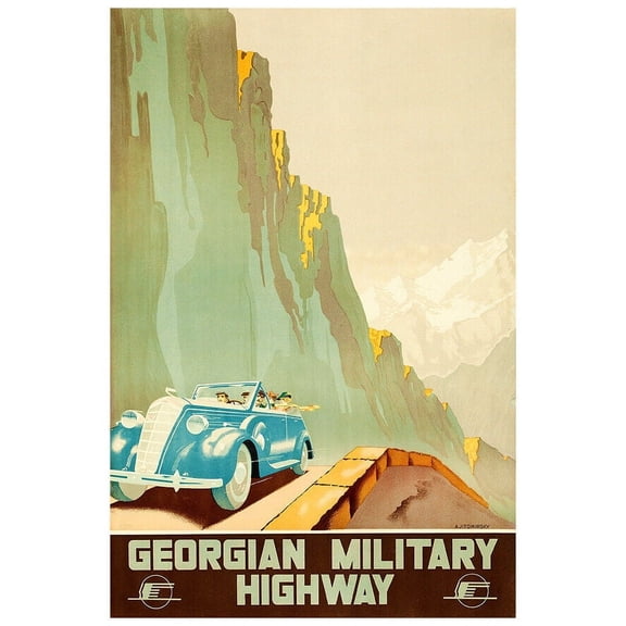 Georgian Military Highway - Vintage European Travel and Tour Poster (24x36Inches)