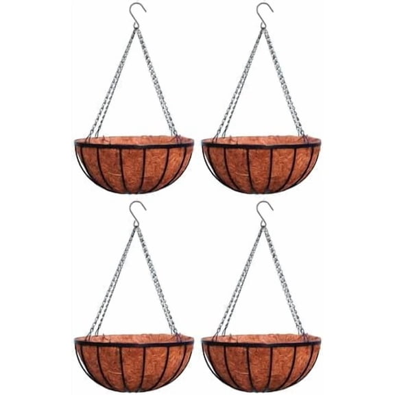 Georgian Rigid Iron Hanging Basket (920) with Coco Moss Liner, 16 inch diameter - 4 sets, Medium, C920-4$$Garden & Patio