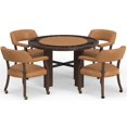 thumbnail image 1 of Georgio Dining and Poker Foldable 5-piece Set - Saddle Brown Faux Leather Insert, 1 of 10