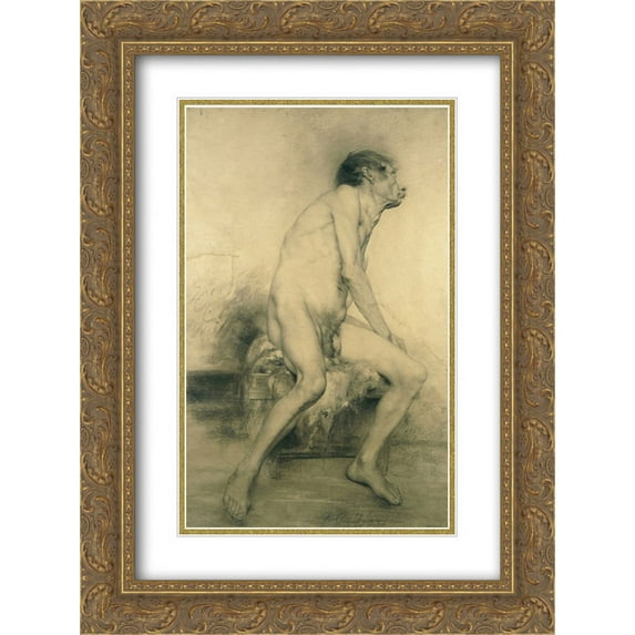 Georgios Jakobides 2x Matted 18x24 Gold Ornate Framed Art Print 'Old Age'