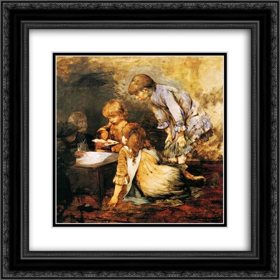 Georgios Jakobides 2x Matted 20x20 Black Ornate Framed Art Print 'At The Studio'