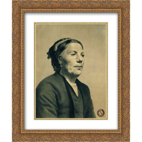 Georgios Jakobides 2x Matted 20x24 Gold Ornate Framed Art Print 'Old Lady with Scar on her Cheek'