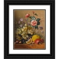 thumbnail image 1 of Georgius Jacobus Johannes van Os 15x18 Black Ornate Wood Framed Double Matted Museum Art Print Titled - Still Life with a Camelia Spray, Cornflowers&nbsp;And Grapes in a Silver Bowl, with Nu, 1 of 5