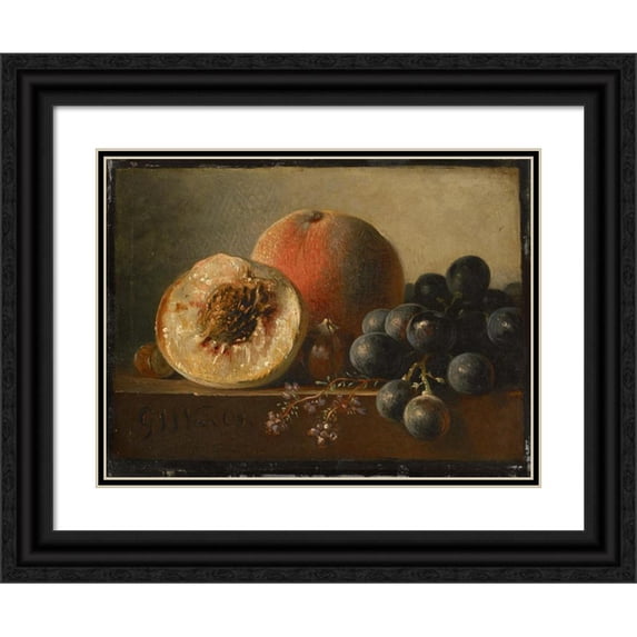 Georgius Jacobus Johannes van Os 24x19 Black Ornate Framed Double Matted Museum Art Print Titled: Fruits (1802-1861)