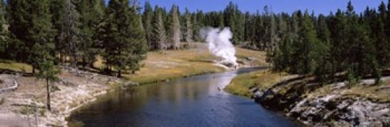Geothermal vent on a riverbank Yellowstone National Park Wyoming USA Canvas Art - Panoramic Images (36 x 12)