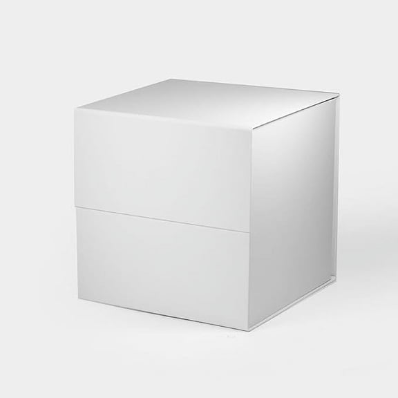 Geoto 11"×11"×11" Medium Cube Size Luxury Candle Packaging Box, Rigid Cardboard Chocolate Packaging Boxes Wholesale(White)