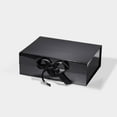 thumbnail image 1 of Geoto 11"×8.26"×3.74" Medium Size Luxury Rigid Foldable Magnetic Closure Collapsible Gift Packaging Boxes(Glossy Black with Ribbon), 1 of 6