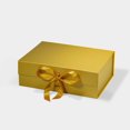thumbnail image 1 of Geoto 11"×8.26"×3.74" Medium Size Luxury Rigid Foldable Magnetic Closure Collapsible Gift Packaging Boxes(Pearl Yellow with Ribbon), 1 of 6