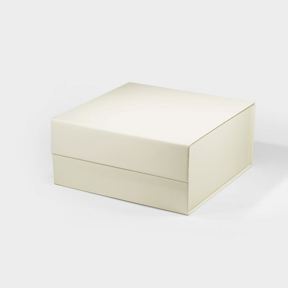 Geoto 11"x11"x5.08" Medium Square Size Luxury Rigid Foldable Magnetic Closure Collapsible Gift Packaging Boxes(Ivory)