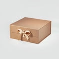thumbnail image 1 of Geoto 11"x11"x5.08" Medium Square Size Luxury Rigid Foldable Magnetic Closure Collapsible Gift Packaging Boxes(Kraft with Ribbon), 1 of 5