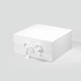 thumbnail image 1 of Geoto 11"x11"x5.08" Medium Square Size Luxury Rigid Foldable Magnetic Closure Collapsible Gift Packaging Boxes(White with Ribbon), 1 of 6