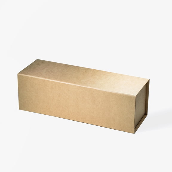 Geoto 12.8"×4.33"×4.13" Short Single Wine Bottle Magnetic Gift Box, Collapsible Gift Packaging Boxes for Wine Short(Kraft)