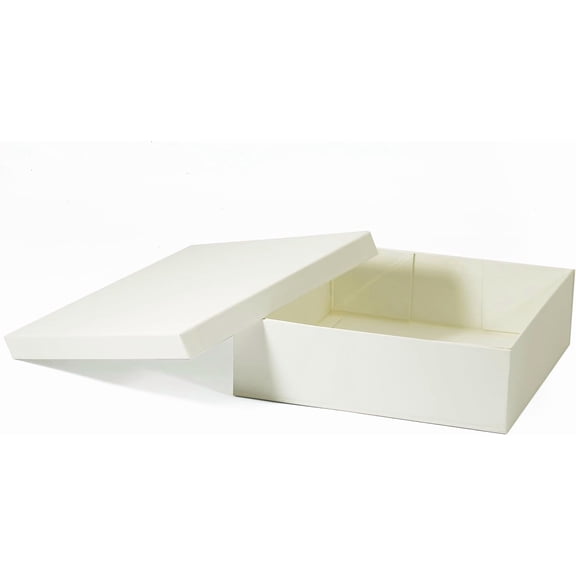 Geoto 13x10x4.5in | 33×25.5×11.5cm A4 Deep Luxury Rigid Foldable Lid Off Gift Box, Big Box for Present Packing (Ivory)